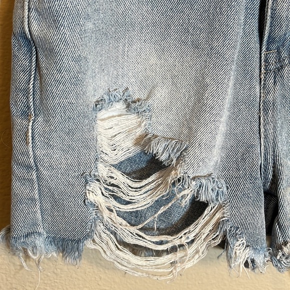 Bp Blue Distressed High Rise Cotton Jean Shorts - Picture 2 of 9